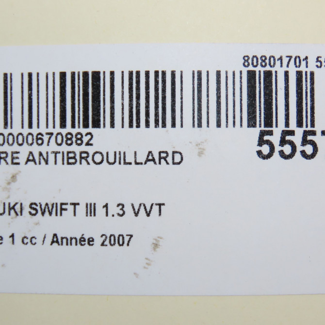 Phare antibrouillard avant droit occasion SUZUKI SWIFT III Phase 1 03-2005->09-2011 1.3 VVT 3550062J02 6