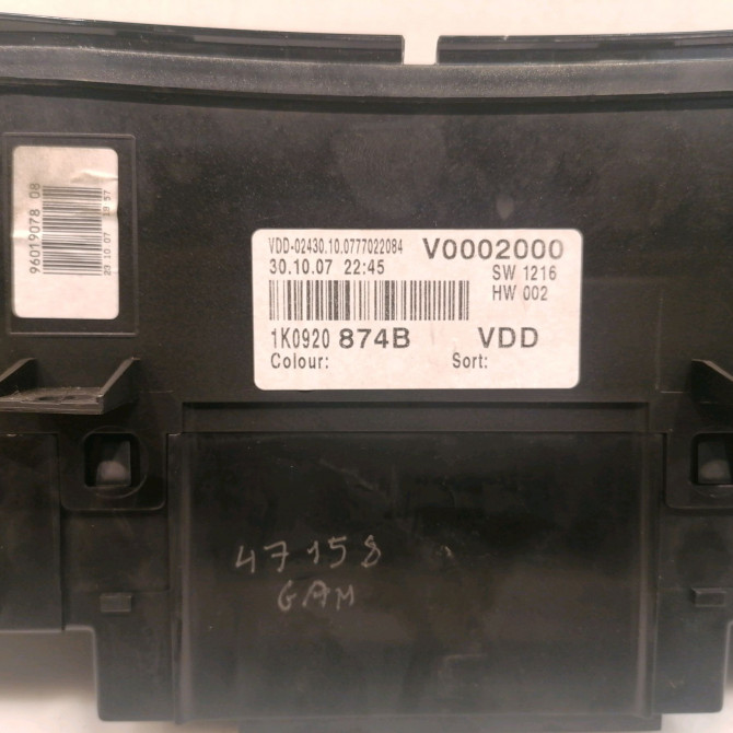 Compteur occasion VOLKSWAGEN GOLF V Phase 1 11-2003->10-2008 2.0 TDI 140ch 1K0920874BZ02 3