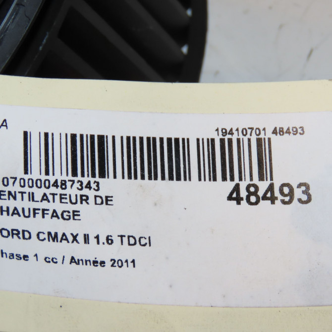 Ventilateur de chauffage occasion FORD CMAX II Phase 1 09-2010->09-2015 1.6 TDCI 115ch 1696006 4