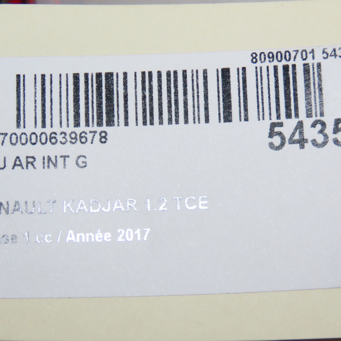 Feu arrière interieur gauche occasion RENAULT KADJAR Phase 1 06-2015->... 1.2 TCE 130ch 265550151R 6