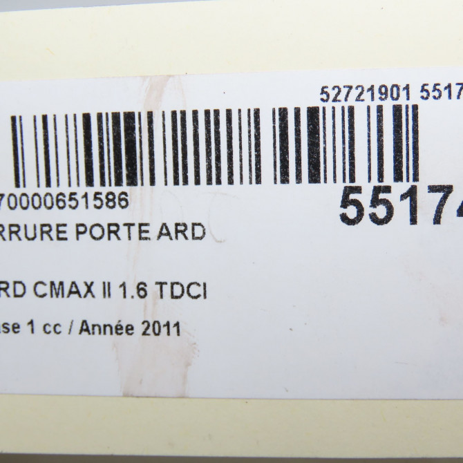 Serrure porte ard occasion FORD CMAX II Phase 1 09-2010->09-2015 1.6 TDCI 115ch 2095156 7