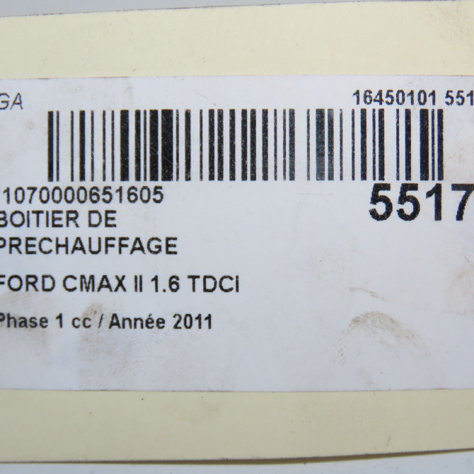 Boitier de préchauffage occasion FORD CMAX II Phase 1 09-2010->09-2015 1.6 TDCI 115ch 5