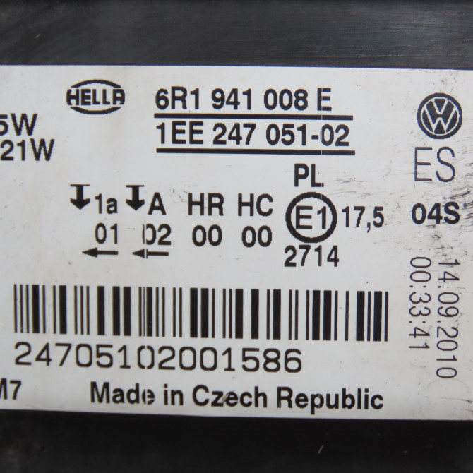 Phare droit occasion VOLKSWAGEN POLO V POLO V Phase 1 2009-09-01->2014-05-31 1.6 TDI 90 6R1941008F 4