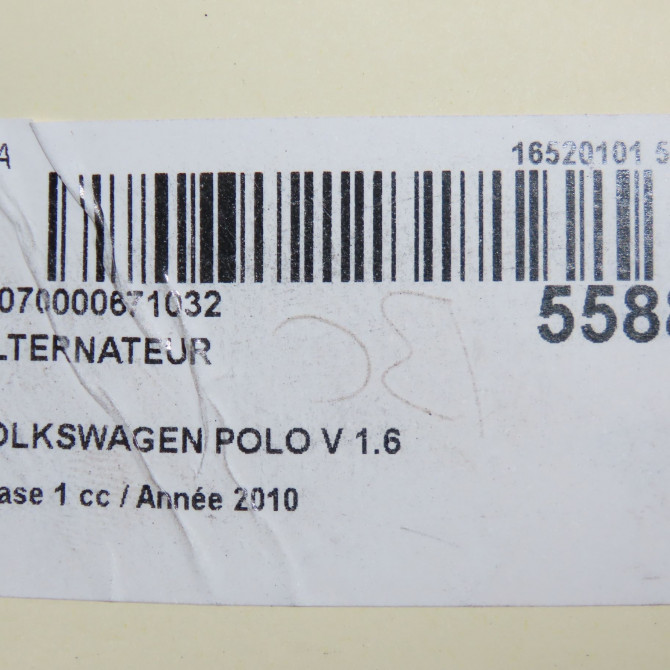Alternateur occasion VOLKSWAGEN POLO V POLO V Phase 1 2009-09-01->2014-05-31 1.6 TDI 90 3L903023 8