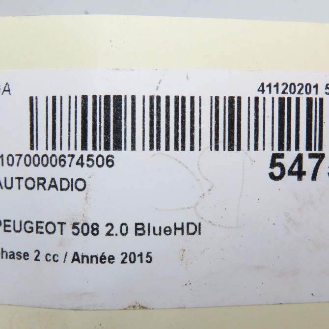 Autoradio occasion PEUGEOT 508 phase 2 06-2014->... 2.0 BlueHDI 180ch 1613227080 8
