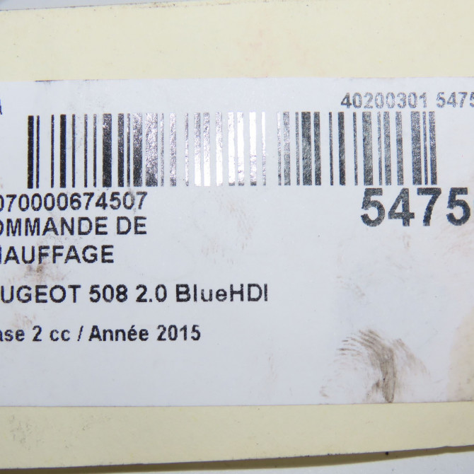 Commande de chauffage occasion PEUGEOT 508 phase 2 06-2014->... 2.0 BlueHDI 180ch 9812771880 5