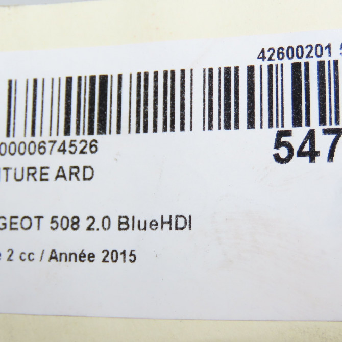 Ceinture arrière droite occasion PEUGEOT 508 phase 2 06-2014->... 2.0 BlueHDI 180ch 8976J1 6