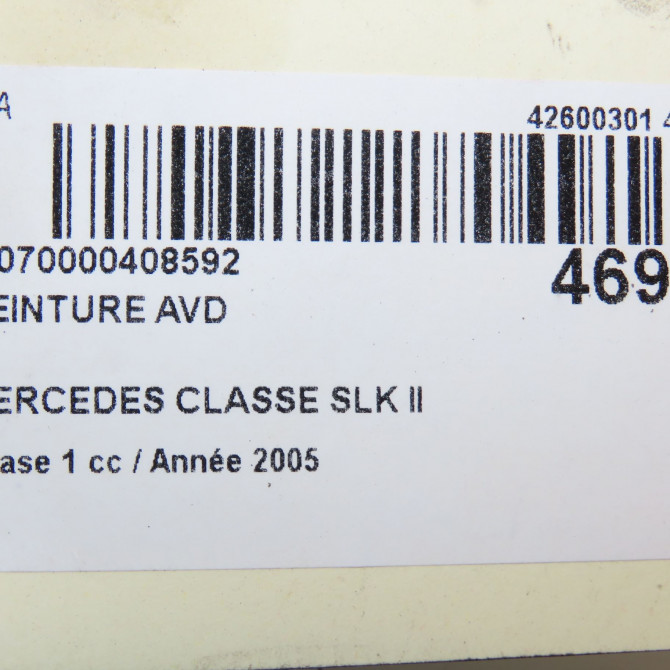 Ceinture avant droite occasion MERCEDES CLASSE SLK II Phase 1 03-2004->04-2008 200K 163ch 17186002859C94 7