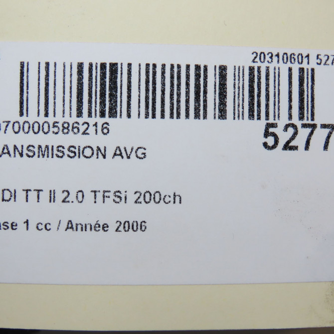 Transmission avant gauche occasion AUDI TT II Phase 1 09-2006->04-2010 2.0 TFSi 200ch 3Q0407271 6