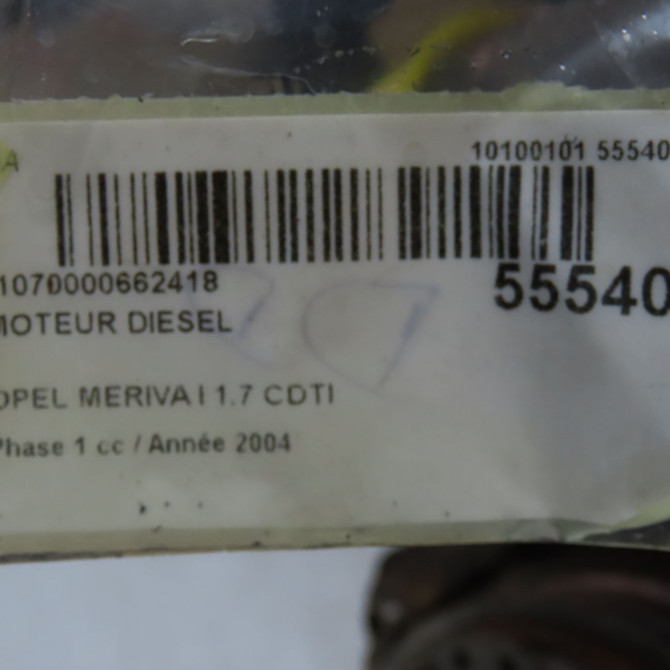Moteur diesel occasion OPEL MERIVA I Phase 1 04-2003->12-2005 1.7 CDTI 98005521 6