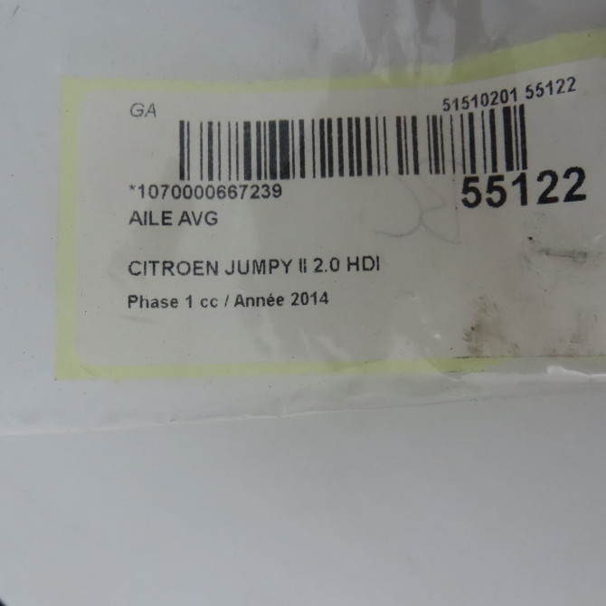 Aile avant gauche occasion CITROEN JUMPY II Phase 1 01-2007->... 2.0 HDI 125ch 7840R6 4
