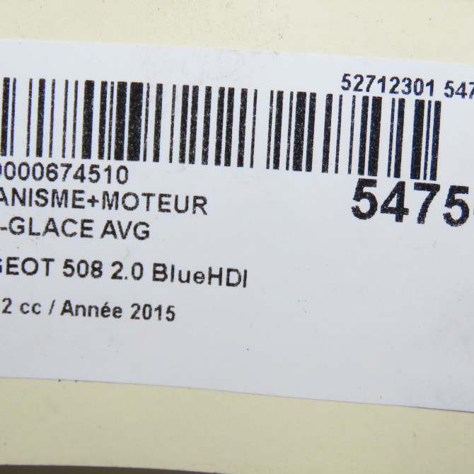 Mecanisme+moteur leve-glace avg occasion PEUGEOT 508 phase 2 06-2014->... 2.0 BlueHDI 180ch 9806086980 7