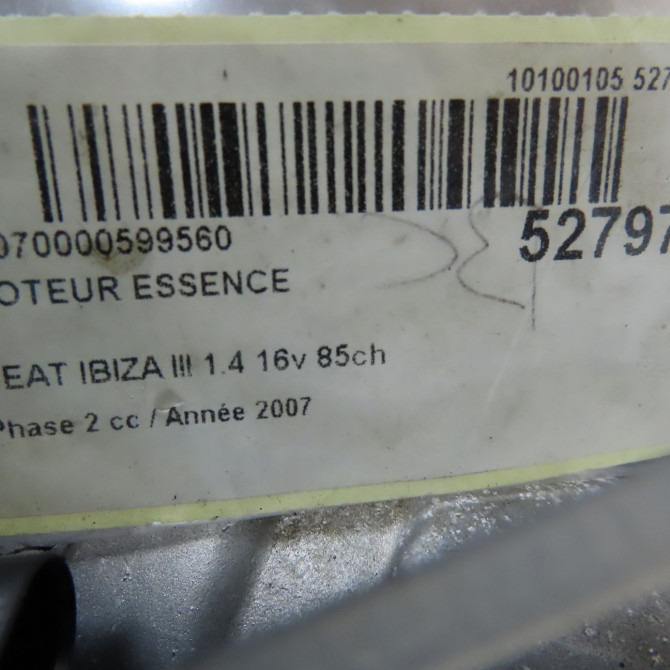 Moteur essence occasion SEAT IBIZA III Phase 2 03-2006->06-2009 1.4 16v 85ch 36100039Q 7