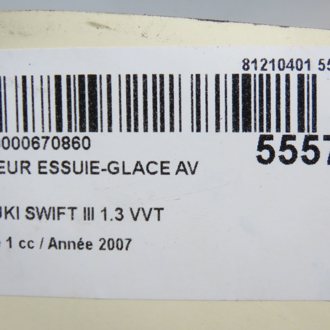 Moteur essuie-glace avant occasion SUZUKI SWIFT III Phase 1 03-2005->09-2011 1.3 VVT 3810063J60 6