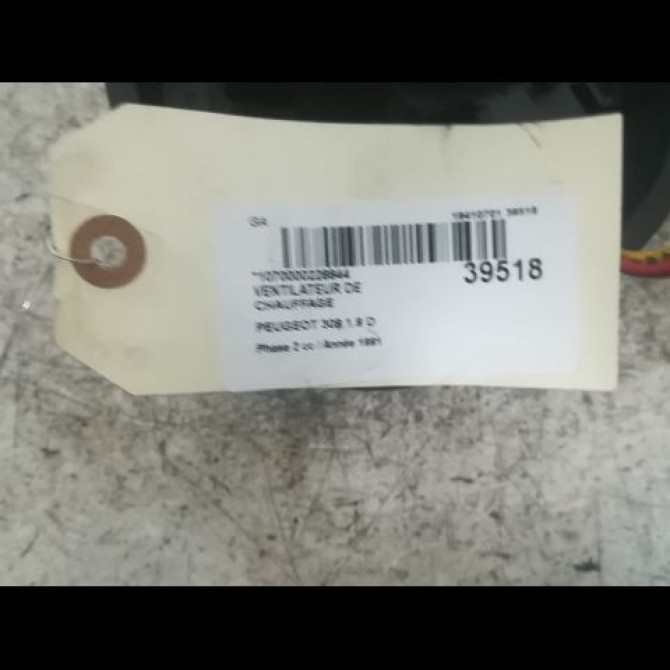Ventilateur de chauffage occasion PEUGEOT 309 Phase 2 07-1989->12-1993 1.9 D 3