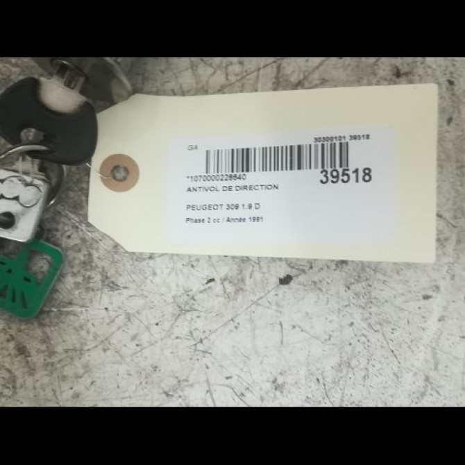 Antivol de direction occasion PEUGEOT 309 Phase 2 07-1989->12-1993 1.9 D 2