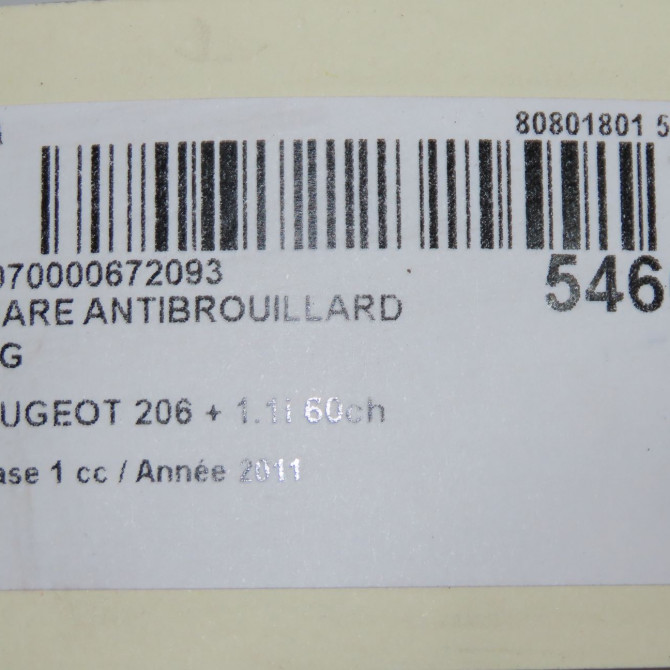 Phare antibrouillard avant gauche occasion PEUGEOT 206 + Phase 1 03-2009->05-2013 1.1i 60ch 5