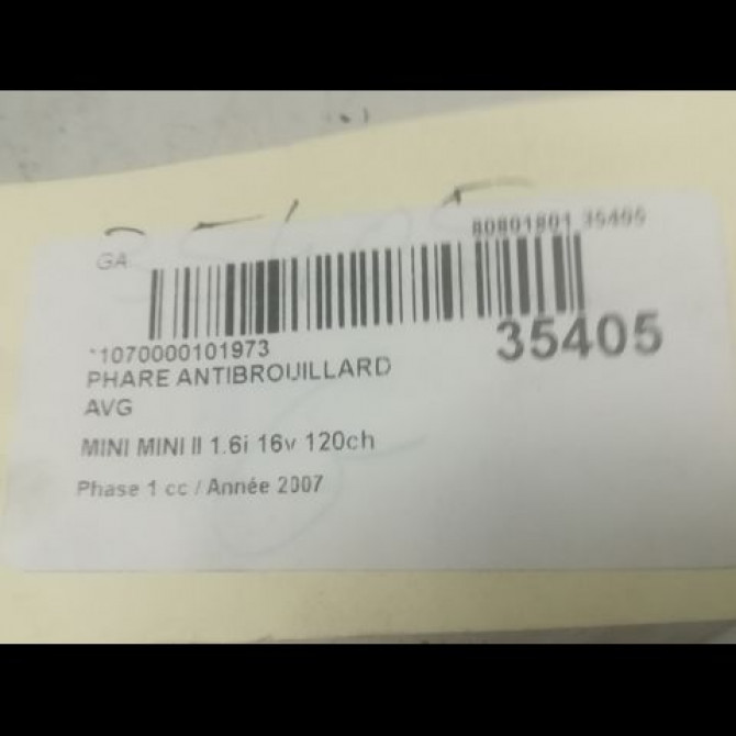 Phare antibrouillard avant gauche occasion MINI MINI II Phase 1 09-2006->12-2010 1.6i 16v 120ch 3