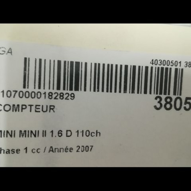Compteur occasion MINI MINI II Phase 1 09-2006->12-2010 1.6 D 110ch 62109233768 3