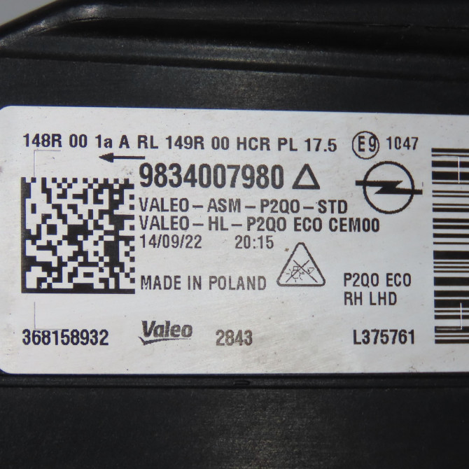 Phare droit occasion OPEL 9837331580 4