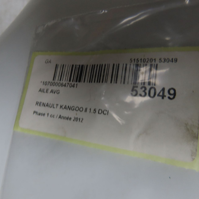 Aile avant gauche occasion RENAULT KANGOO II Phase 1 01-2008->03-2013 1.5 DCI 75ch 631011587R 4