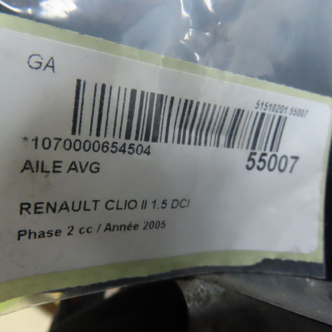 Aile avant gauche occasion RENAULT CLIO II Phase 2 06-2001->07-2006 1.5 DCI 65ch 7701473448 6