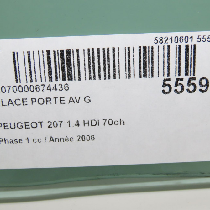 Glace porte av g occasion PEUGEOT 207 Phase 1 04-2006->06-2013 1.4 HDI 70ch 9201J0 3