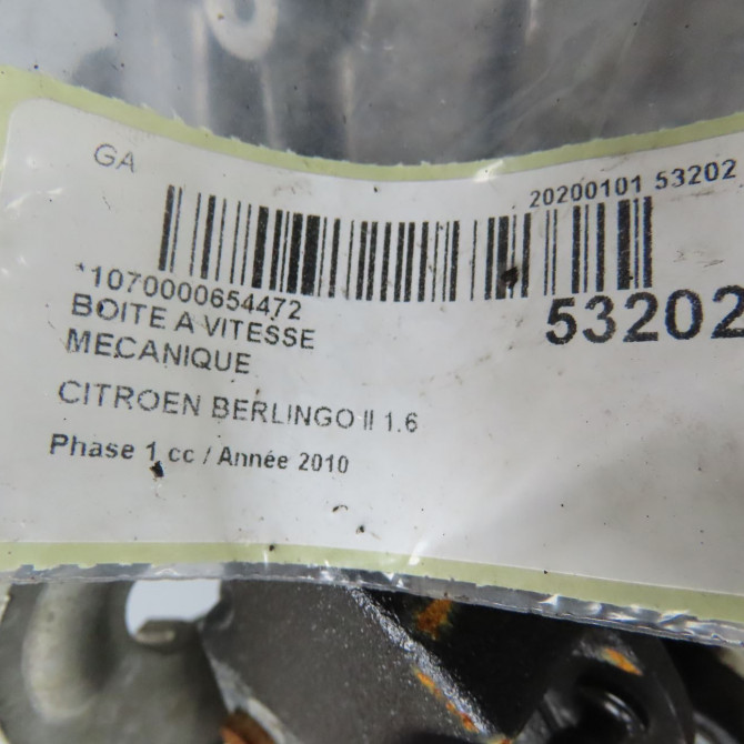 Boîte à vitesse mecanique occasion CITROEN BERLINGO II Phase 1 05-2008->01-2012 1.6 HDI 16v 75ch 223121 7