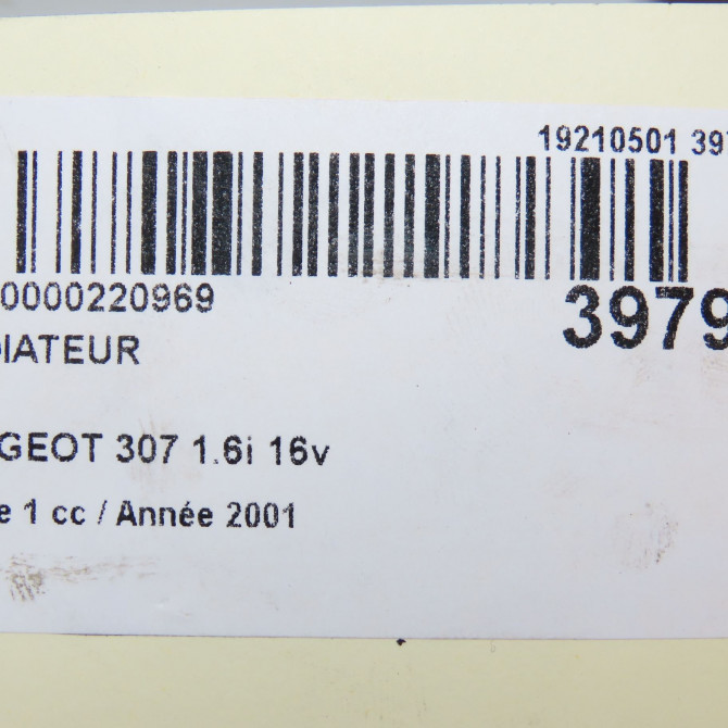 Radiateur occasion PEUGEOT 307 Phase 1 04-2001->06-2005 1.6i 16v 1330Y6 5