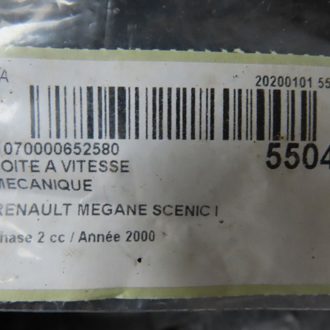 Boîte à vitesse mecanique occasion RENAULT MEGANE SCENIC I Phase 2 08-1999->06-2003 2.0i 140ch 6