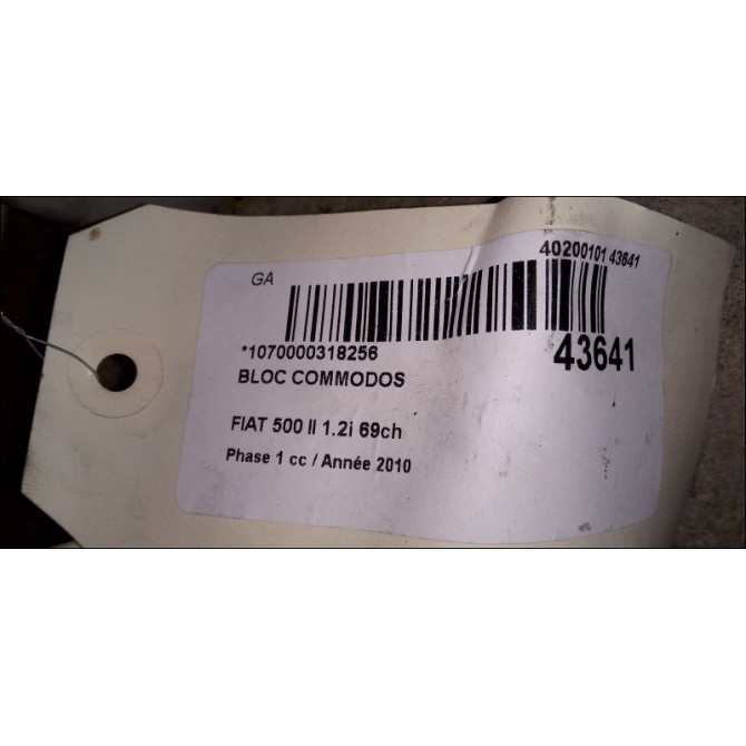 Bloc commodos occasion FIAT 500 II 500 II Phase 1 2007-07-01->2016-03-31 1.2i 69ch 735472464 4