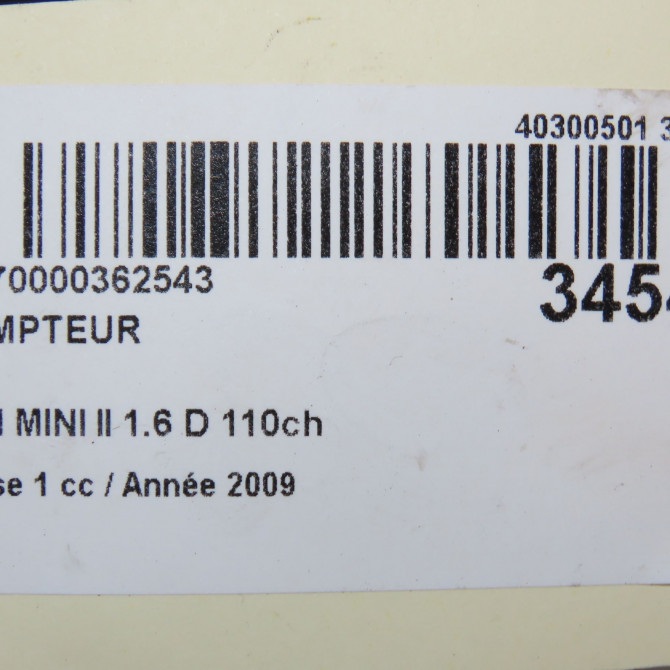 Compteur occasion MINI MINI II Phase 1 09-2006->12-2010 1.6 D 110ch 62109233768 5