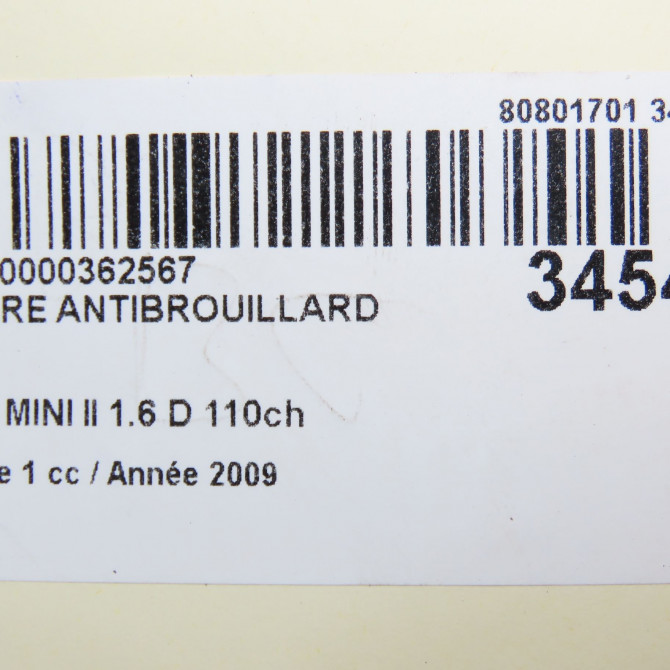 Phare antibrouillard avant droit occasion MINI MINI II Phase 1 09-2006->12-2010 1.6 D 110ch 7