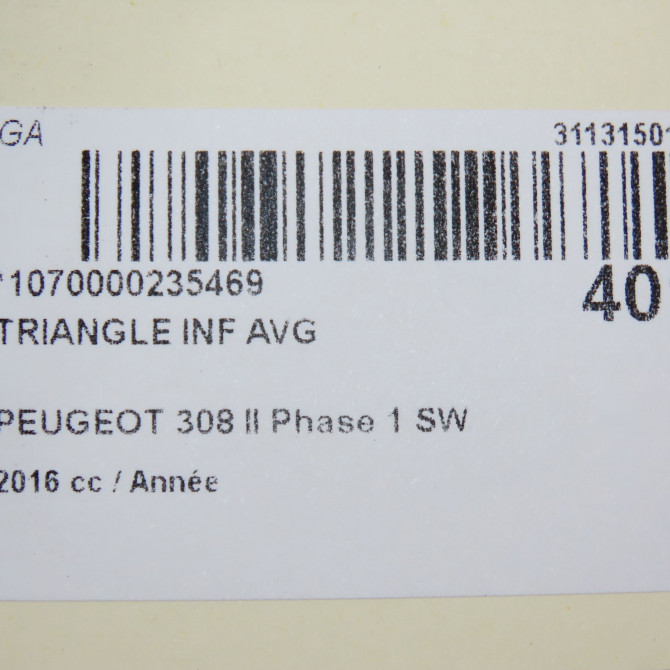 Triangle inf avg occasion PEUGEOT 308 II Phase 1 SW 02-2014->08-2017 9846329780 5