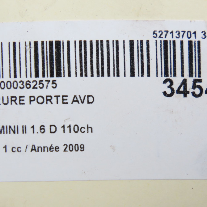 Serrure porte avd occasion MINI MINI II Phase 1 09-2006->12-2010 1.6 D 110ch 51200556769 7
