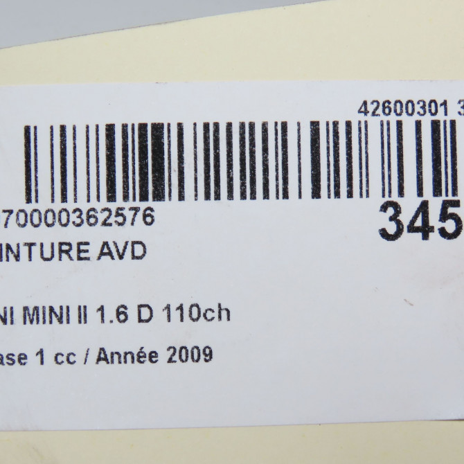 Ceinture avant droite occasion MINI MINI II Phase 1 09-2006->12-2010 1.6 D 110ch 72112751226 6