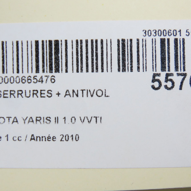 Kit serrures + antivol occasion TOYOTA YARIS II Phase 1 12-2005->11-2009 1.0 VVTI 890730D120 6