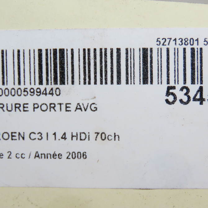 Serrure porte avg occasion CITROEN C3 I Phase 2 10-2005->12-2010 1.4 HDi 70ch 9135N0 7