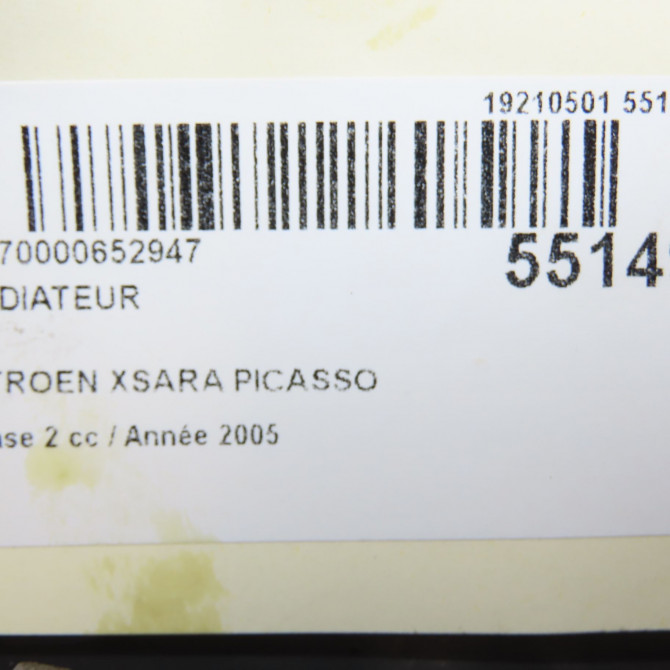 Radiateur occasion CITROEN XSARA PICASSO Phase 2 02-2004->12-2010 1.6i 16v 9835996080 4