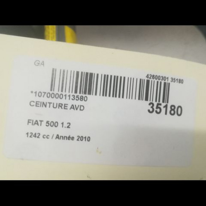 Ceinture avant droite occasion FIAT 500 II phase 2 04-2014->... 1.2i 69ch 735465401 5