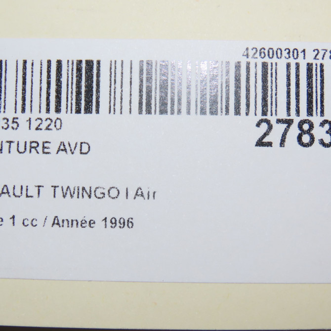 Ceinture avant droite occasion RENAULT TWINGO I Phase 1 04-1993->08-1998 Air 7701206114 5