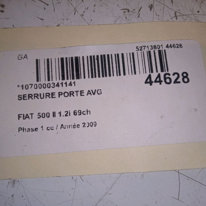 Serrure porte avg occasion FIAT 500 II 500 II Phase 1 2007-07-01->2016-03-31 1.2i 69ch 52191863 4