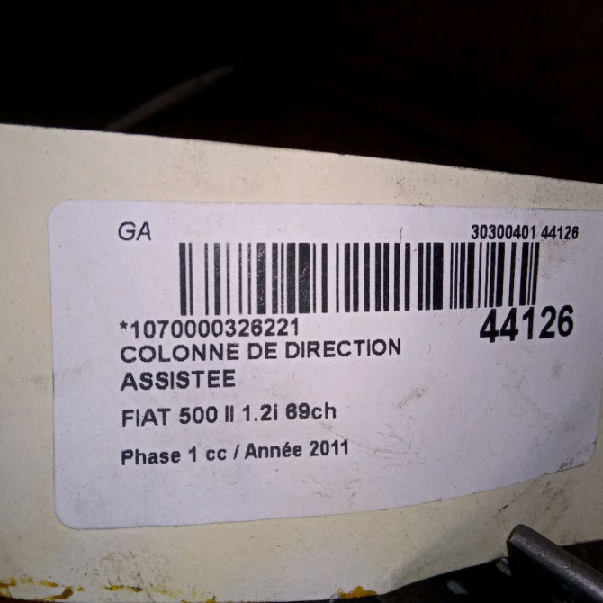Colonne de direction assistee occasion FIAT 500 II 500 II Phase 1 2007-07-01->2016-03-31 1.2i 69ch 51802105 3