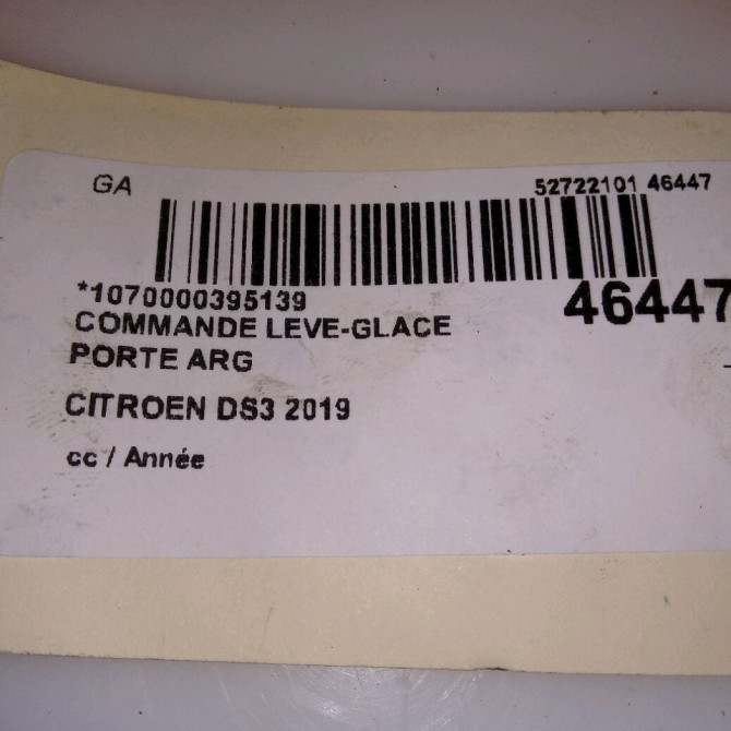 Commande leve-glace porte arrière gauche occasion CITROEN DS3 98044803ZD 4