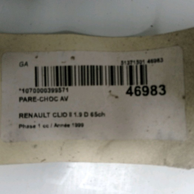 Pare-choc avant occasion RENAULT CLIO II Phase 1 03-1998->06-2001 1.9 D 65ch 7701470895 5