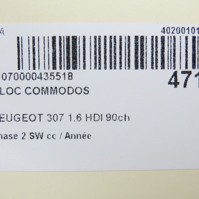 Bloc commodos occasion PEUGEOT 307 Phase 2 SW 06-2005->07-2008 1.6 HDI 90ch 98069976XT 8