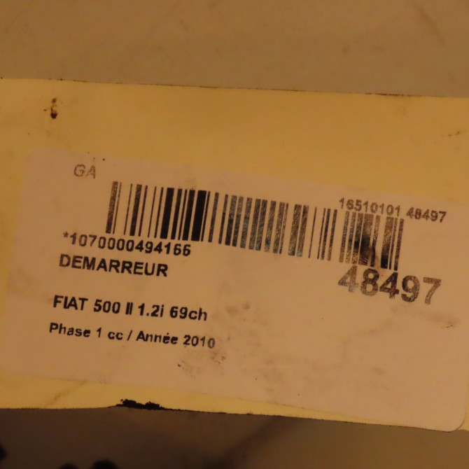Démarreur occasion FIAT 500 II 500 II Phase 1 2007-07-01->2016-03-31 1.2i 69ch 71798110 3
