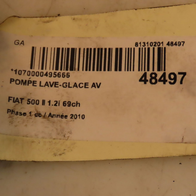 Pompe lave-glace avant occasion FIAT 500 II 500 II Phase 1 2007-07-01->2016-03-31 1.2i 69ch 71740942 4