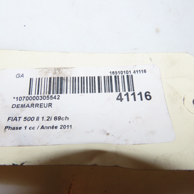 Démarreur occasion FIAT 500 II 500 II Phase 1 2007-07-01->2016-03-31 1.2i 69ch 71798110 3
