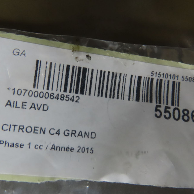 Aile avant droite occasion CITROEN C4 GRAND PICASSO II Phase 1 04-2013->... 2.0 BlueHDI 150ch 9803150280 5